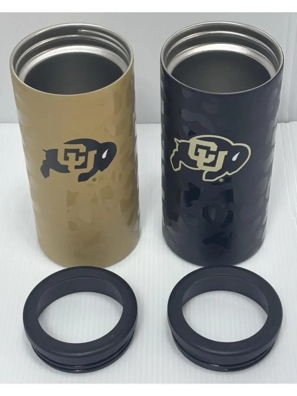 Colorado Buffaloes CU Buffs Insulated Can Coolers, Black & Gold, 2 pc Set, NEW